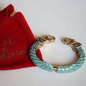 Vintage Signed Kenneth Jay Lane KJL Turquoise Double Head Bracelet